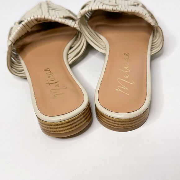 Mattise Flats Mules Cream Vegan Leather Woven Size 10 Pointed Toe Slip On Cannes - Picture 4 of 8